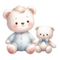 AI generated graphic of a white baby teddy bear on an isolated background png