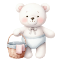 AI generated graphic of a white baby teddy bear on an isolated background png