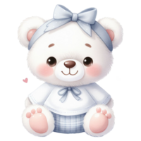 AI generated graphic of a white baby teddy bear on an isolated background png