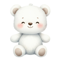 AI generated graphic of a white baby teddy bear on an isolated background png