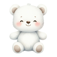 ai generado gráfico de un blanco bebé osito de peluche oso en un aislado antecedentes png