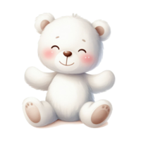 AI generated graphic of a white baby teddy bear on an isolated background png