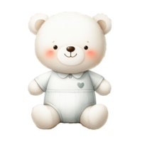 AI generated graphic of a white baby teddy bear on an isolated background png