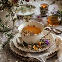 AI generated Relaxing boho style tea photo