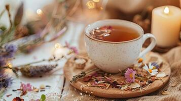 AI generated Relaxing boho style tea photo