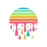 AI generated graphics of the setting sun with raindrops png