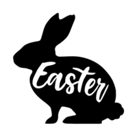 AI generated easter graphic black rabbit isolated with ornament inside png