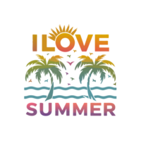 AI generated simple, colorful graphics with the words I love summer png