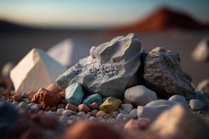 ai generado pequeño pila de minerales extraído en un raro tierra mío. ai generado. foto