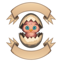 AI generated easter graphic chicken hatching from eggs sash with space for text png