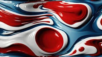 AI generated Liquid wave blue, red and white abstract background photo