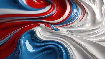 AI generated Liquid wave blue, red and white abstract background photo