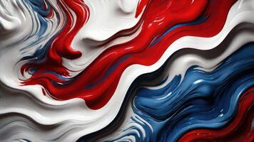 AI generated Liquid wave blue, red and white abstract background photo