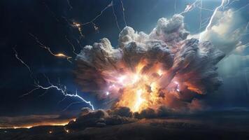 AI generated Thunderous Explosion A Storm of Smoke and Lightning photo