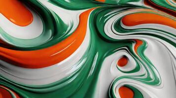 AI generated Liquid wave green, white, and orange abstract background photo