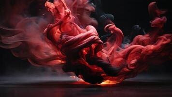 AI generated Dark red colored smoke on a black background photo