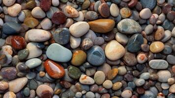 AI generated River Pebbles Gleaming in the Background photo