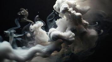 AI generated White colored smoke on a black background photo