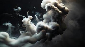 AI generated white colored smoke on a black background photo