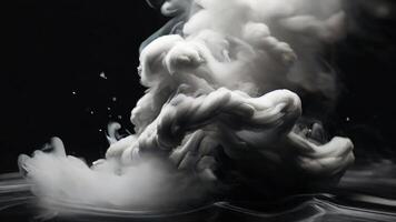 AI generated White colored smoke on a black background photo