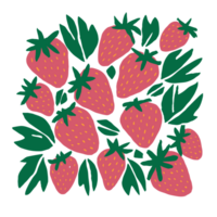 ai generato grafica sfondo con maturo succoso rosso fragole con verde le foglie png