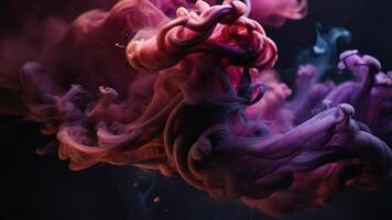 AI generated Dark purple colored smoke on a black background photo