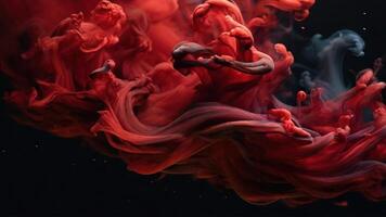 AI generated Dark red colored smoke on a black background photo