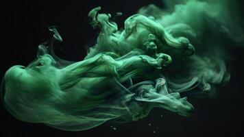 AI generated Dark green colored smoke on a black background photo