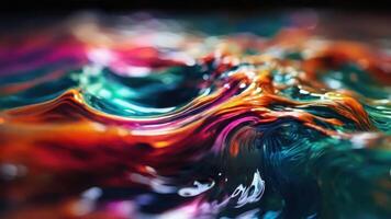 AI generated Realistic Liquid Waves in Low Light Abstract Background photo