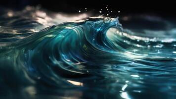 AI generated Realistic Liquid Waves with Low Light and Dark Tones Abstract Background photo