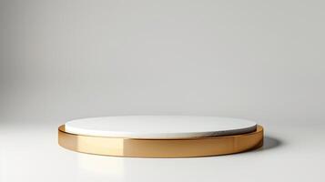 AI generated luxury white and gold product podium looks simple and elegant photo