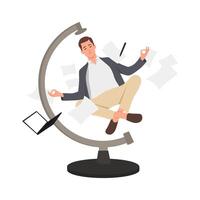 Young businessman executive in nice suit meditating and levitating. vector