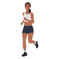 Young slender woman in a sports uniform leggings and a sports bra is engaged in fitness, sports, trains vector
