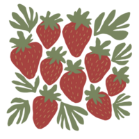 ai generiert Grafik Hintergrund mit reif saftig rot Erdbeeren mit Grün Blätter png