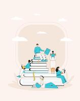 People with book. Literature fans. Vector illustration.