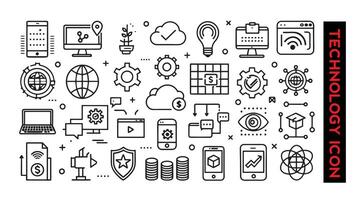 Set of 50 Technology line icons set. Technology outline icons with editable stroke collection vector