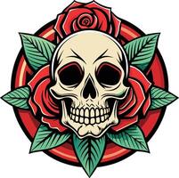Skull with rose. Vector illustration for tattoo or t-shirt design.