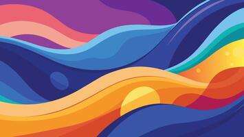 abstract colorful background with wavy lines and waves, vector illustration