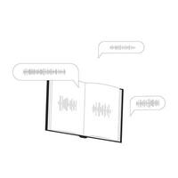 audio libro. conocimiento, educación, aprendizaje símbolo. estudiar, investigación. vector