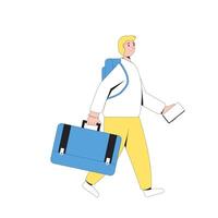 Tourist with bags. Person isolated with luggage. vector