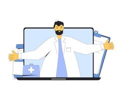 en línea médico consulta. telemedicina médico distante aconsejar. salud cuidado por Internet. cuidado de la salud servicios. vector