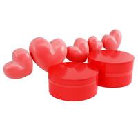 Cylindrical podium for product display with hearts isolated on white background photo