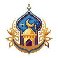 vector ilustración de mezquita emblema. Ramadán kareem saludo tarjeta o póster.