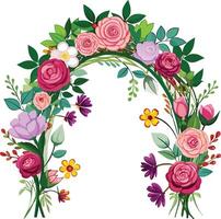 Beautiful wedding arch with flowers leaves and branches Decor for marriage ceremony Birthday party vector