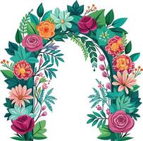 Beautiful wedding arch with flowers leaves and branches Decor for marriage ceremony Birthday party vector