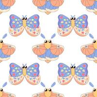 Seamless pattern, maple moth, butterfly. cartoon baby. on white background for fabric, wrapping paper vector