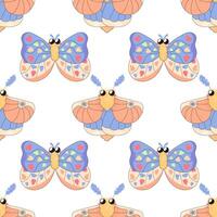 Seamless pattern, maple moth, butterfly. cartoon baby. on white background for fabric, wrapping paper vector