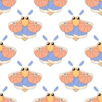 Seamless pattern, maple moth, butterfly. cartoon baby. on white background for fabric, wrapping paper vector