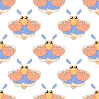 Seamless pattern, maple moth, butterfly. cartoon baby. on white background for fabric, wrapping paper vector