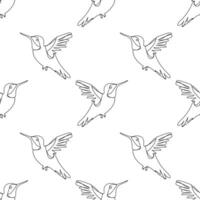 seamless pattern, line hummingbird, white background, line drawing, for fabric, wrapping paper vector